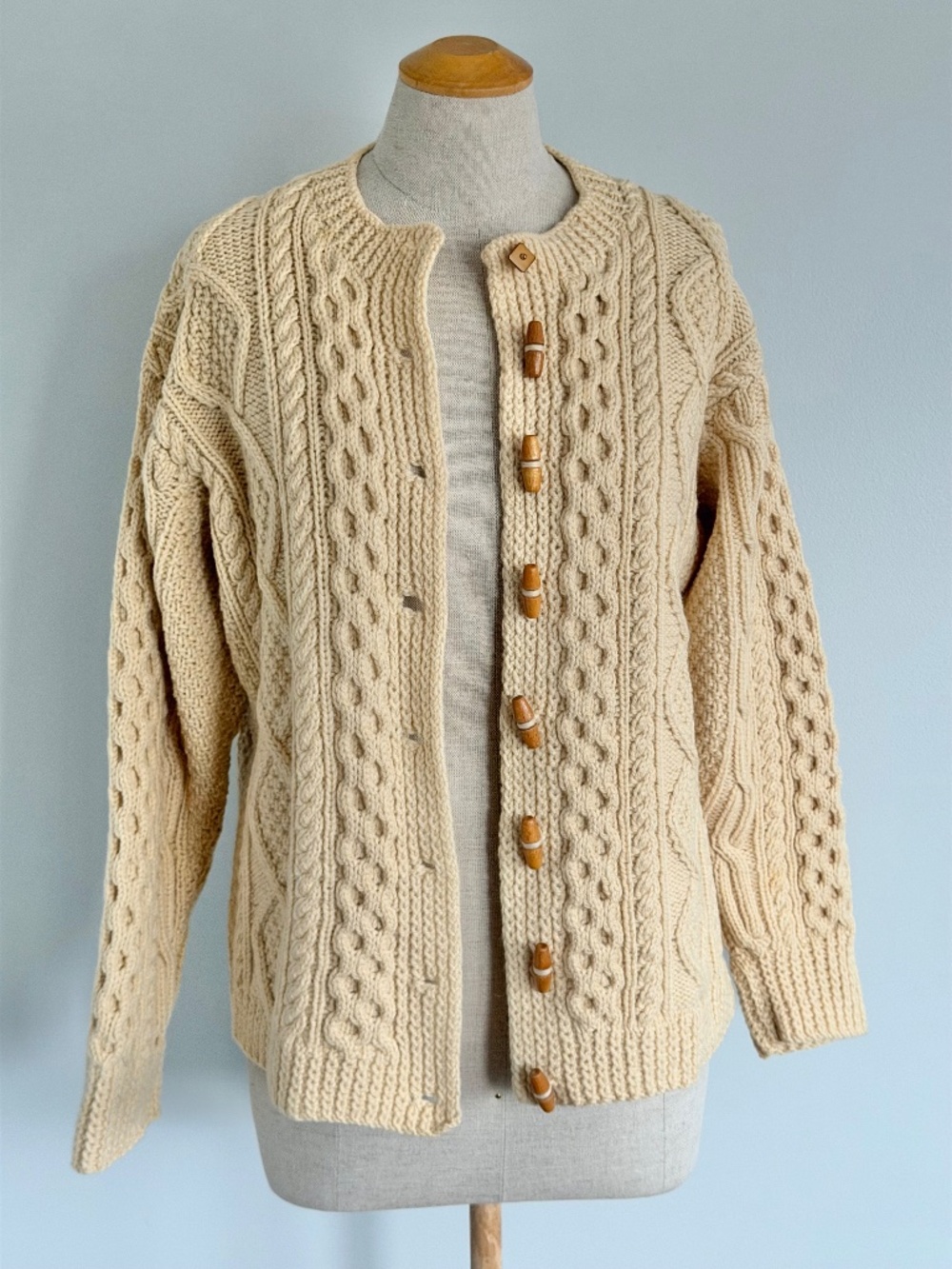 VTG Irish Hand Knit Aran Wool Cardigan